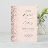 Moderne Blush Rose Gold Glitzer QR Code Hochzeit Einladung (Stehend Vorderseite)