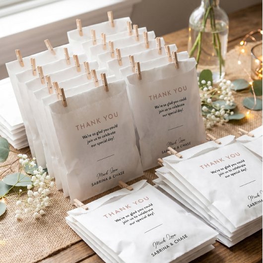 Moderne Blush Rose Hochzeit Danke Geschenktütchen
