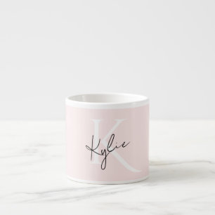 Moderne Blush-Rose Personalisiert Monogramm Name - Espressotasse