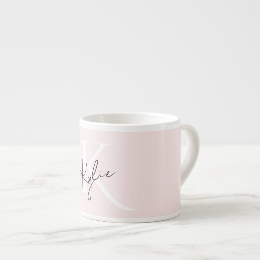 Moderne Blush-Rose Personalisiert Monogramm Name - Espressotasse (Vorderseite Rechts)