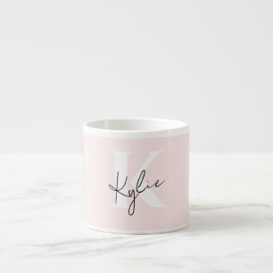 Moderne Blush-Rose Personalisiert Monogramm Name - Espressotasse
