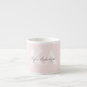 Moderne Blush-Rose Personalisiert Monogramm Name - Espressotasse (Vorderseite)
