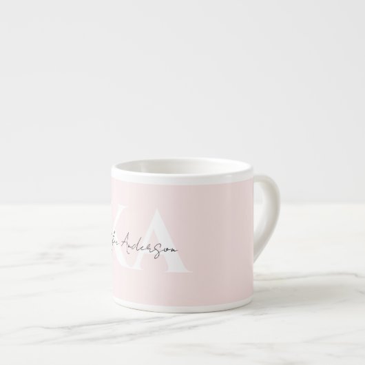 Moderne Blush-Rose Personalisiert Monogramm Name - Espressotasse (Vorderseite Rechts)