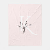 Moderne Blush-Rose Personalisiert Monogramm Name - Fleecedecke (Vorderseite)