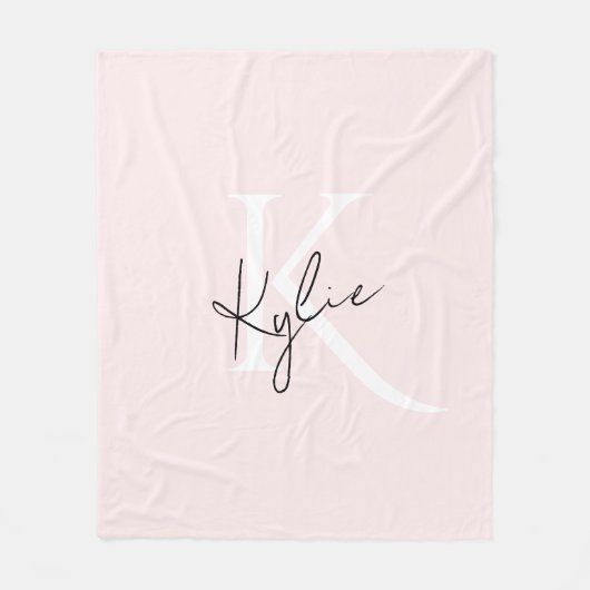 Moderne Blush-Rose Personalisiert Monogramm Name - Fleecedecke (Vorderseite)