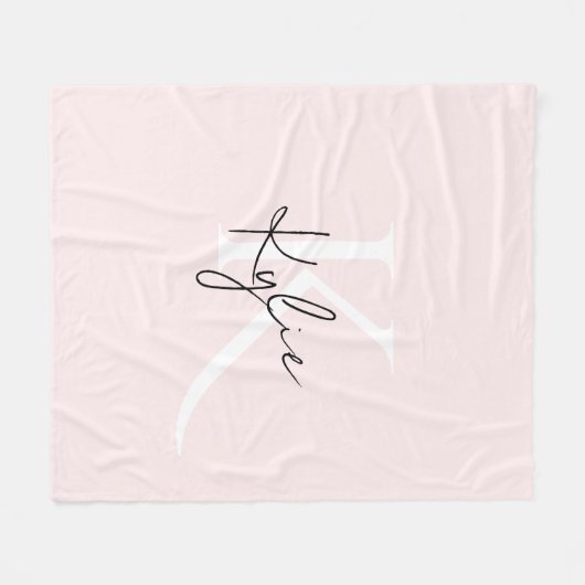 Moderne Blush-Rose Personalisiert Monogramm Name - Fleecedecke (Vorderseite (Horizontal))
