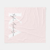 Moderne Blush-Rose Personalisiert Monogramm Name - Fleecedecke (Vorderseite (Horizontal))