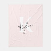 Moderne Blush-Rose Personalisiert Monogramm Name - Fleecedecke (Vorderseite)