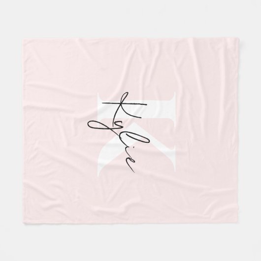 Moderne Blush-Rose Personalisiert Monogramm Name - Fleecedecke (Vorderseite (Horizontal))