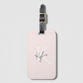 Moderne Blush-Rose Personalisiert Monogramm Name - Gepäckanhänger (Vorderseite Vertikal)