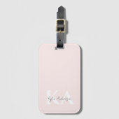 Moderne Blush-Rose Personalisiert Monogramm Name - Gepäckanhänger (Vorderseite Vertikal)