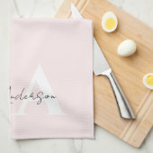 Moderne Blush-Rose Personalisiert Monogramm Name - Geschirrtuch (Viertel Falte)