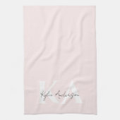 Moderne Blush-Rose Personalisiert Monogramm Name - Geschirrtuch (Vertikal)
