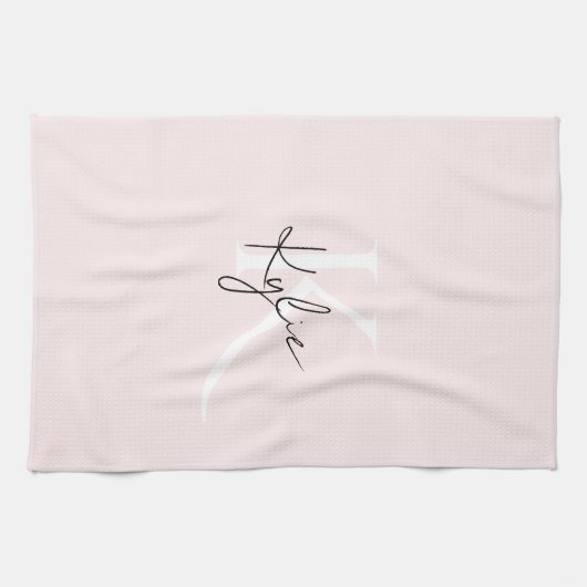 Moderne Blush-Rose Personalisiert Monogramm Name - Geschirrtuch (Horizontal)