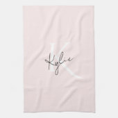 Moderne Blush-Rose Personalisiert Monogramm Name - Geschirrtuch (Vertikal)