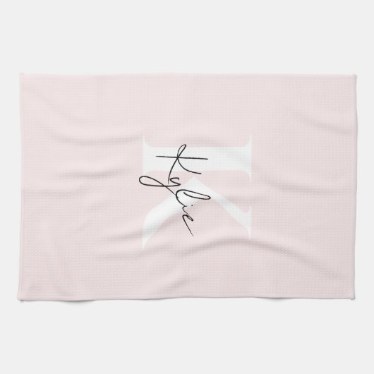 Moderne Blush-Rose Personalisiert Monogramm Name - Geschirrtuch (Horizontal)