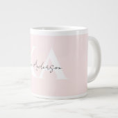 Moderne Blush-Rose Personalisiert Monogramm Name - Jumbo-Tasse (Vorderseite Rechts)