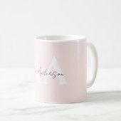 Moderne Blush-Rose Personalisiert Monogramm Name - Kaffeetasse (VorderseiteRechts)
