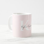 Moderne Blush-Rose Personalisiert Monogramm Name - Kaffeetasse (Vorderseite Links)