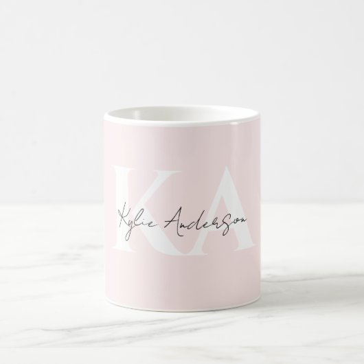 Moderne Blush-Rose Personalisiert Monogramm Name - Kaffeetasse (Mittel)
