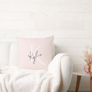 Moderne Blush-Rose Personalisiert Monogramm Name - Kissen