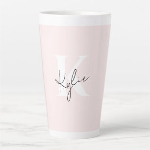 Moderne Blush-Rose Personalisiert Monogramm Name - Milchtasse