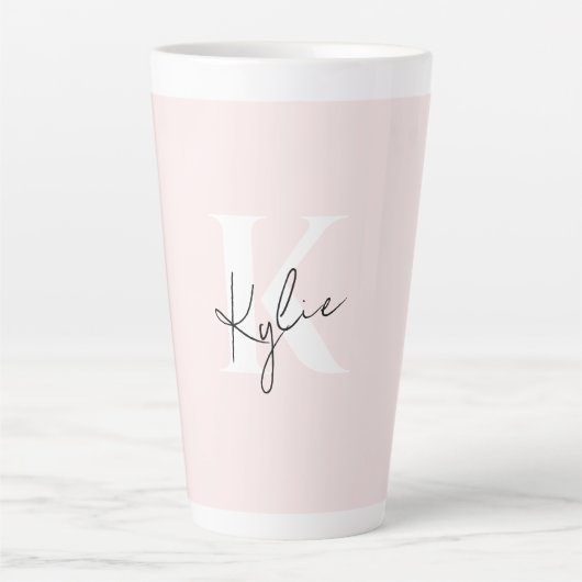 Moderne Blush-Rose Personalisiert Monogramm Name - Milchtasse (Vorderseite)