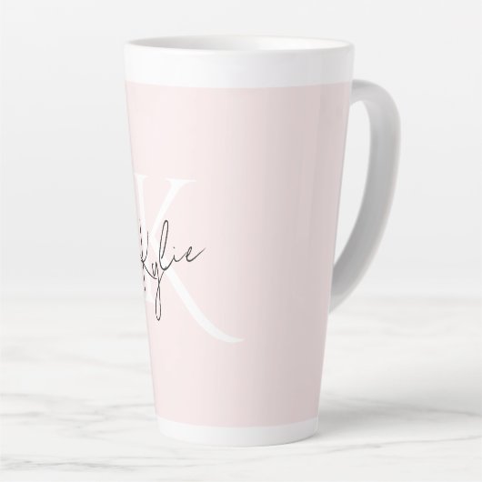 Moderne Blush-Rose Personalisiert Monogramm Name - Milchtasse (Rechte Ecke)
