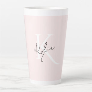Moderne Blush-Rose Personalisiert Monogramm Name - Milchtasse
