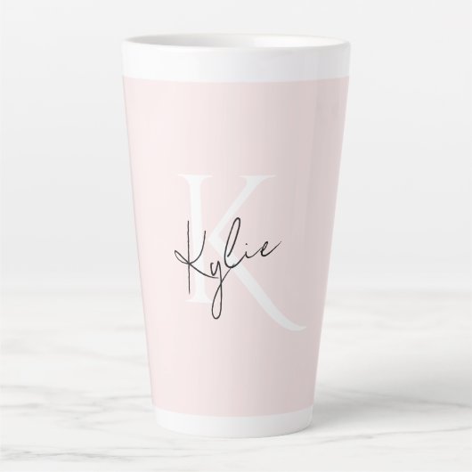 Moderne Blush-Rose Personalisiert Monogramm Name - Milchtasse (Vorderseite)