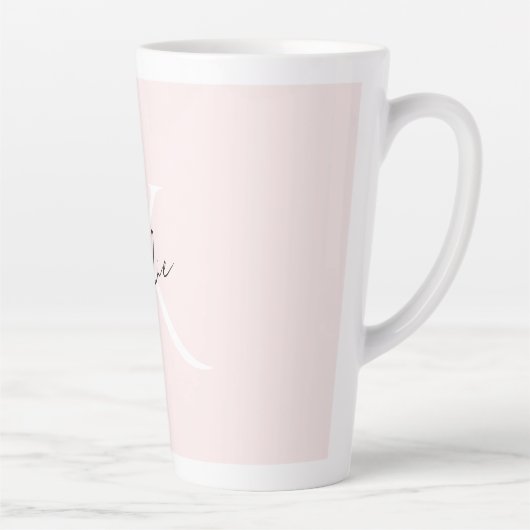 Moderne Blush-Rose Personalisiert Monogramm Name - Milchtasse (Rechts)
