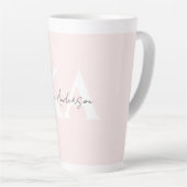 Moderne Blush-Rose Personalisiert Monogramm Name - Milchtasse (Rechte Ecke)