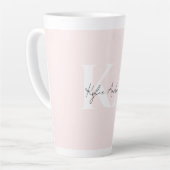 Moderne Blush-Rose Personalisiert Monogramm Name - Milchtasse (Linke Ecke)