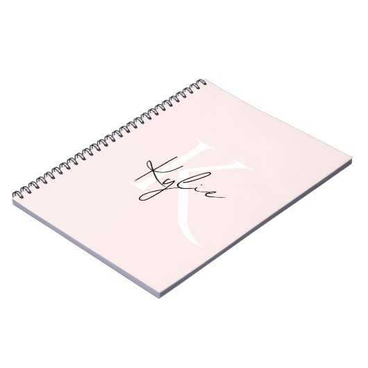 Moderne Blush-Rose Personalisiert Monogramm Name - Notizblock (Linke Seite)