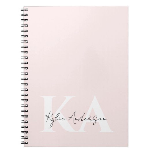 Moderne Blush-Rose Personalisiert Monogramm Name - Notizblock (Vorderseite)