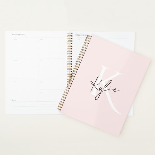 Moderne Blush-Rose Personalisiert Monogramm Name - Planer (Anzeige)
