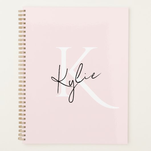 Moderne Blush-Rose Personalisiert Monogramm Name - Planer (Vorderseite)