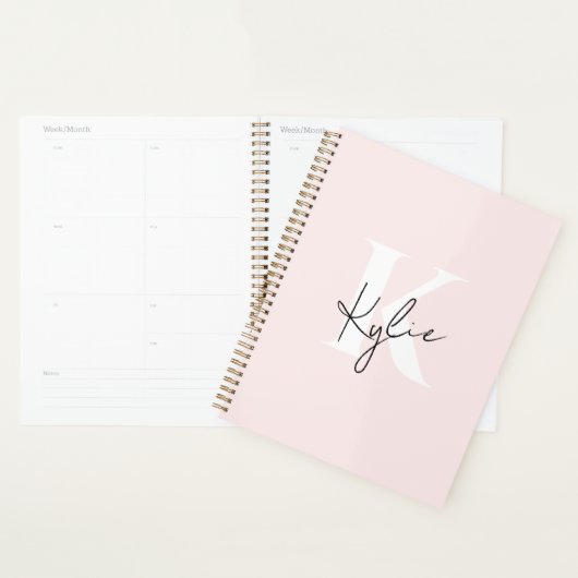 Moderne Blush-Rose Personalisiert Monogramm Name - Planer (Anzeige)