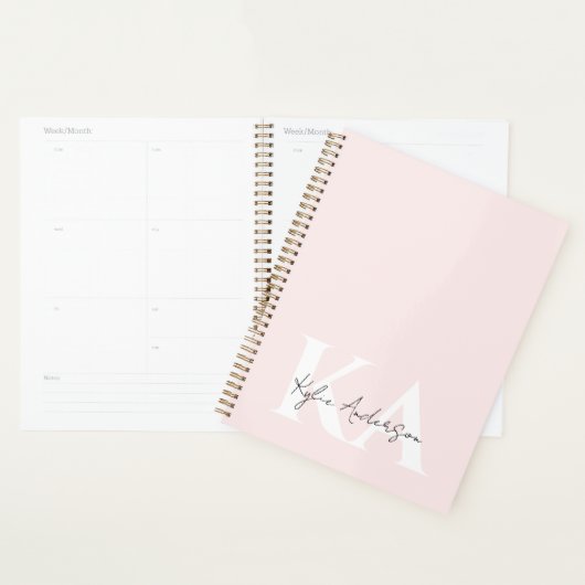 Moderne Blush-Rose Personalisiert Monogramm Name - Planer (Anzeige)