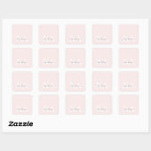 Moderne Blush-Rose Personalisiert Monogramm Name - Quadratischer Aufkleber (Blatt)