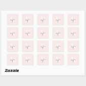 Moderne Blush-Rose Personalisiert Monogramm Name - Quadratischer Aufkleber (Blatt)