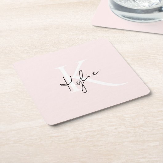 Moderne Blush-Rose Personalisiert Monogramm Name - Rechteckiger Pappuntersetzer (angewinkelt)