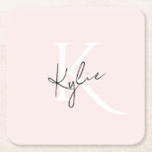 Moderne Blush-Rose Personalisiert Monogramm Name - Rechteckiger Pappuntersetzer (Vorderseite)