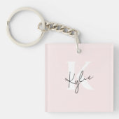 Moderne Blush-Rose Personalisiert Monogramm Name - Schlüsselanhänger (Vorderseite)