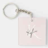 Moderne Blush-Rose Personalisiert Monogramm Name - Schlüsselanhänger (Vorderseite)