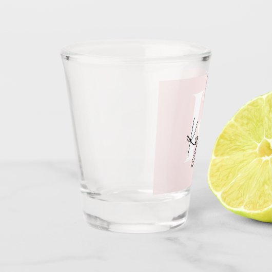 Moderne Blush-Rose Personalisiert Monogramm Name - Schnapsglas (Links)