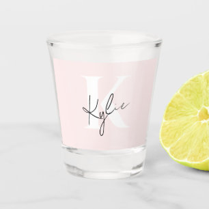 Moderne Blush-Rose Personalisiert Monogramm Name - Schnapsglas