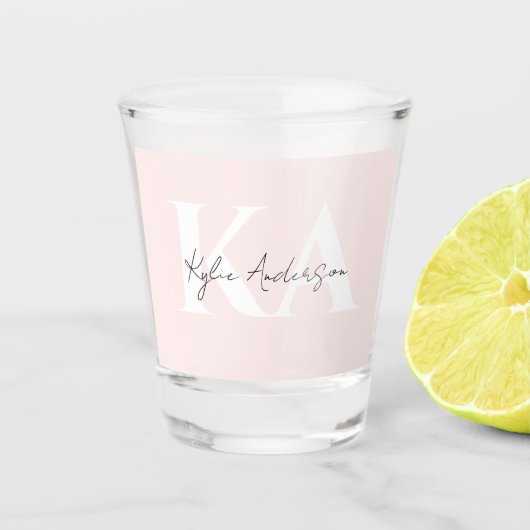 Moderne Blush-Rose Personalisiert Monogramm Name - Schnapsglas