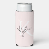 Moderne Blush-Rose Personalisiert Monogramm Name - Selters Dosenkühler (Seltzer Vorderseite)