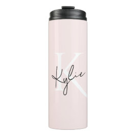 Moderne Blush-Rose Personalisiert Monogramm Name - Thermosbecher